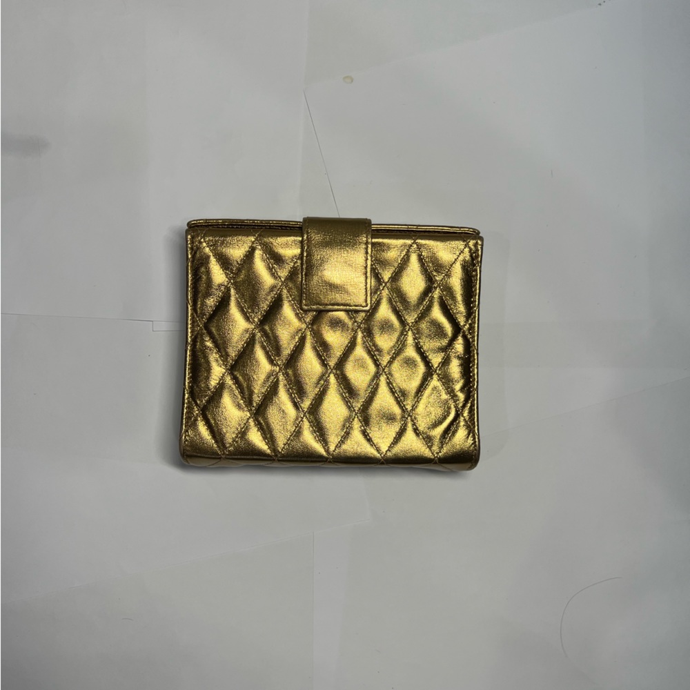 Vintage Stefano Serapian Gold Leather clutch purse from Milan Italy-women small